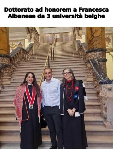 Francesca Albanese. Dottorato honoris causa da tre uni belghe. 